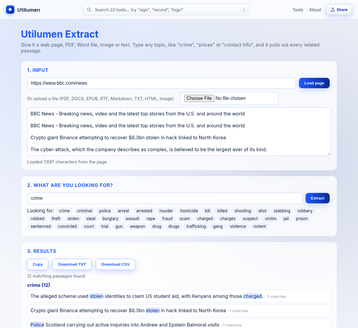 Utilumen Extract results